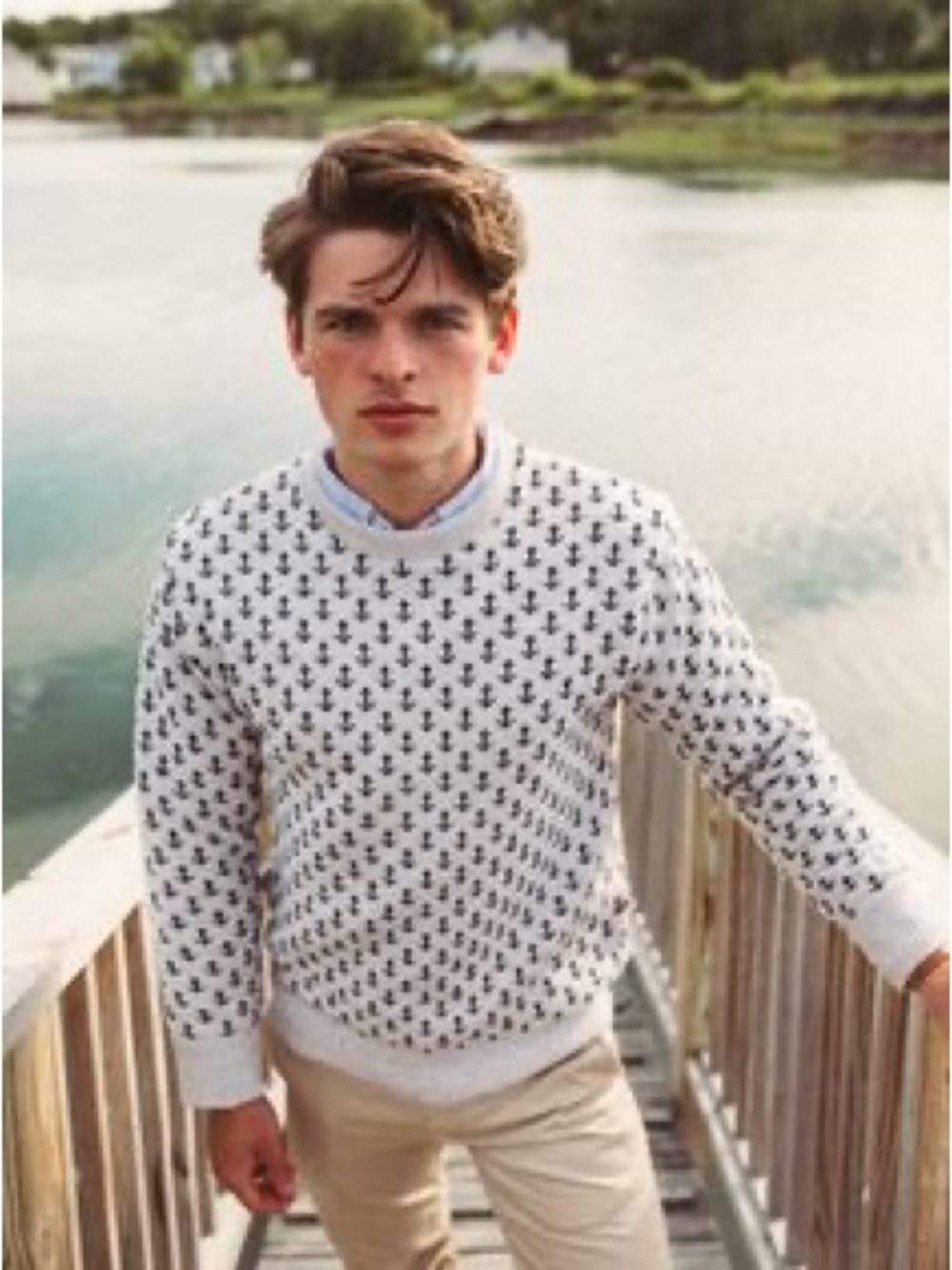 Kiel James Patrick Crewneck Boat Print Sweater
